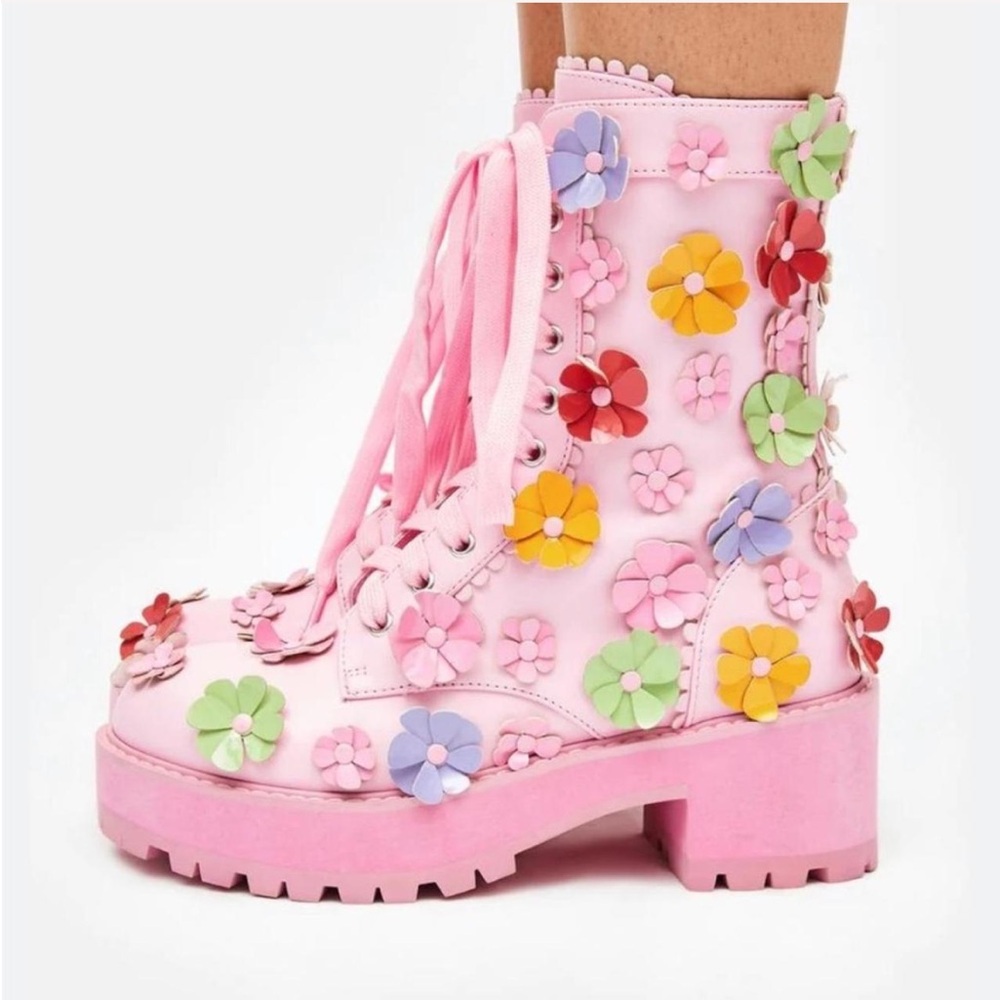 COQUETTE FLOWER FUNKY FESTIVAL COMBAT BOOTS